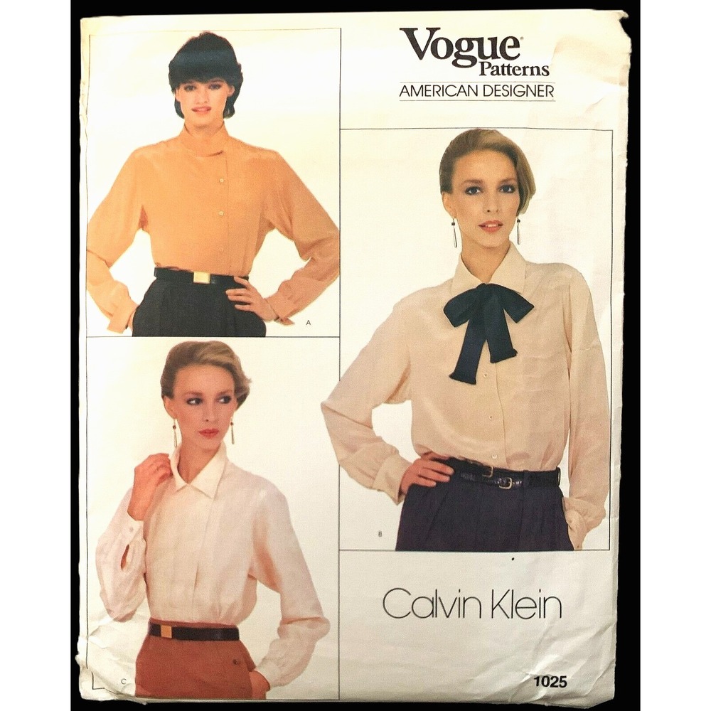 Vogue CALVIN KLEIN 1025 Pattern 3 Career Business Dress Suit Blouses 6-8-10 UCFF